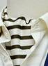 White & Green Stripes Silk Ascot by Monzoro