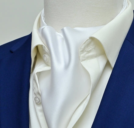 Pearl White Paradigm Silk Ascot by Monzoro – view 3