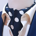 Navy Polka Silk Ascot by Monzoro