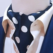 Navy Polka Silk Ascot by Monzoro