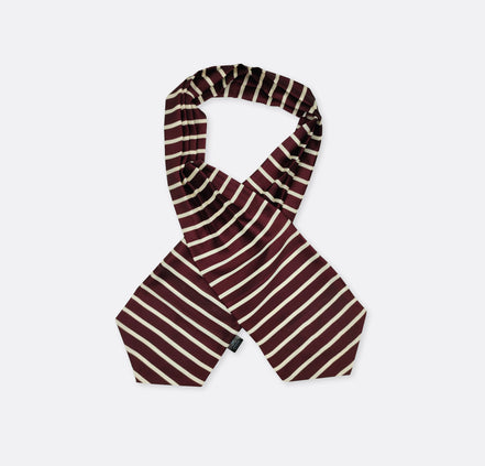 Creamy Rosewood Stripes - Silk Ascot by Monzoro – view 7