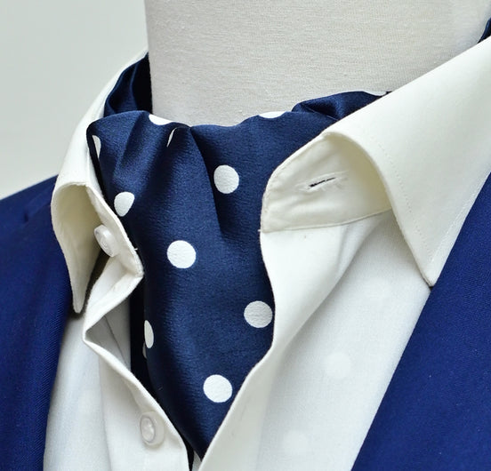 Blue Polka Drops - Silk Ascot by Monzoro