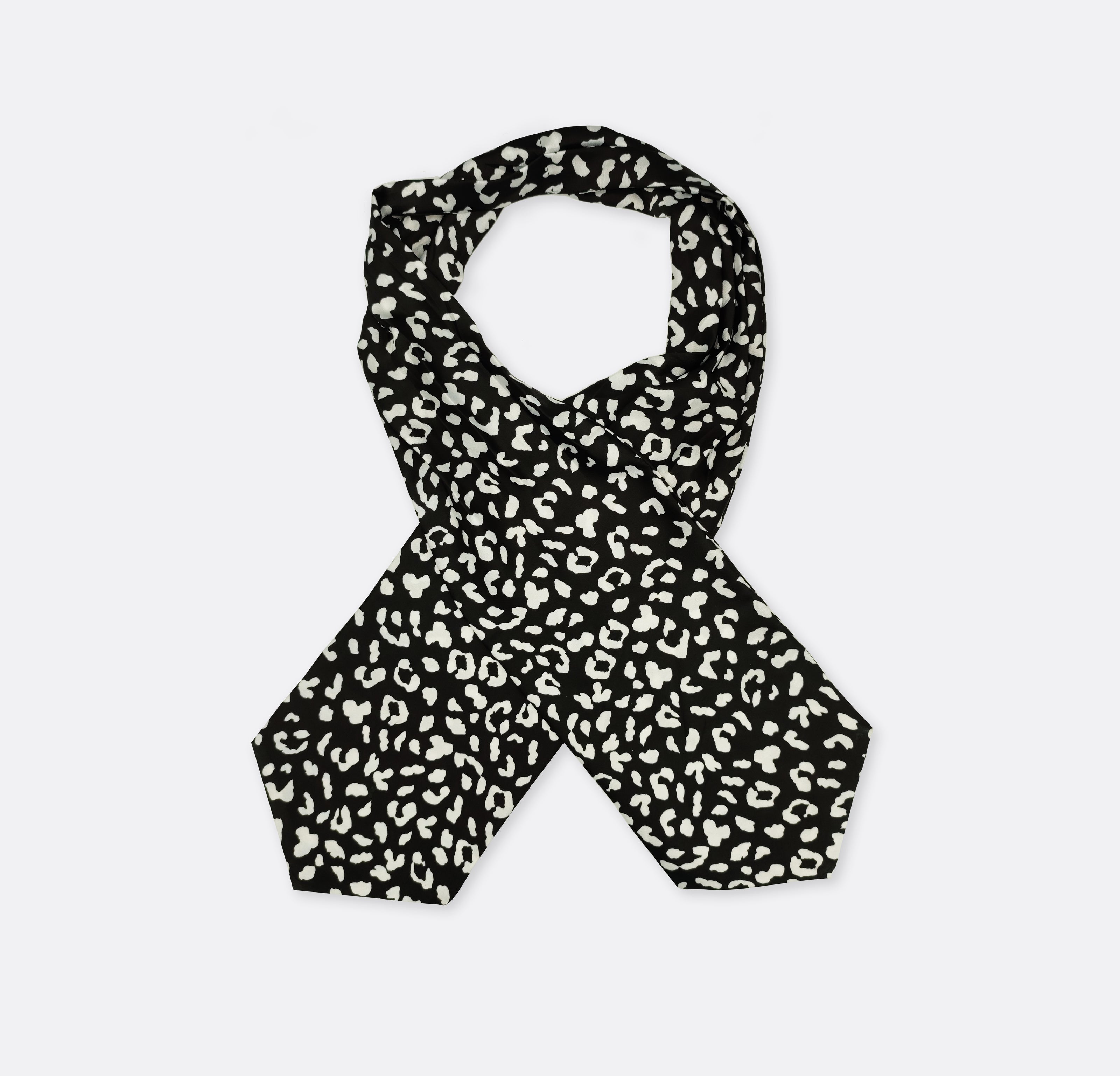 Black and White Leopard Silk Ascot by Monzoro – view 3