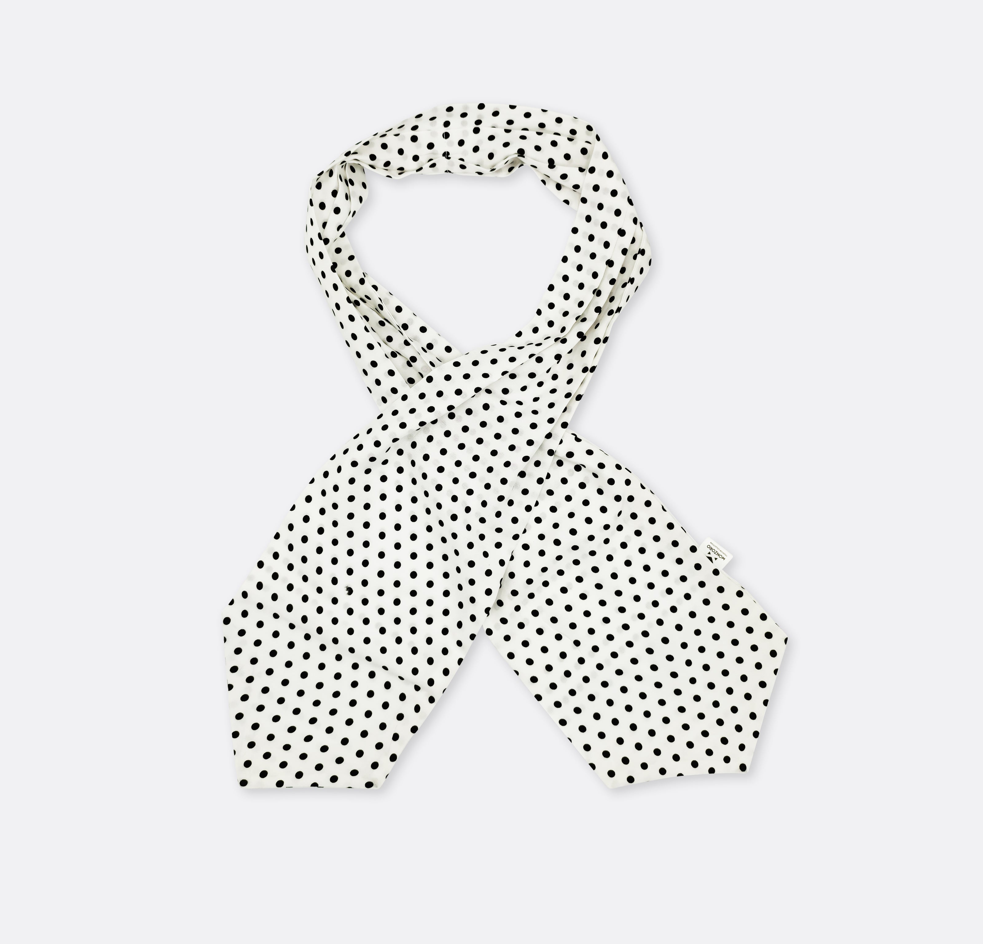 Snow White Base Polka Silk Ascot by Monzoro – view 3