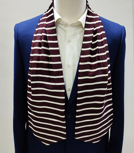 Creamy Rosewood Stripes - Silk Ascot by Monzoro – view 6