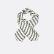 Sleek Black & White Stripes Silk Ascot by Monzoro – view 3