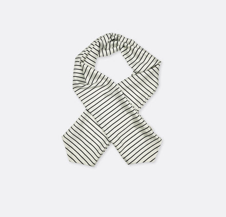 Sleek Black & White Stripes Silk Ascot by Monzoro – view 3