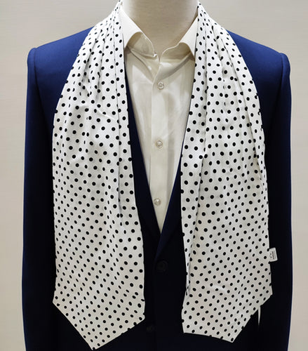 Snow White Base Polka Silk Ascot by Monzoro – view 2