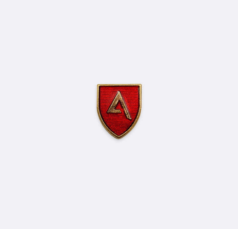 Classic Knight Shield Red and Gold Lapel Pin