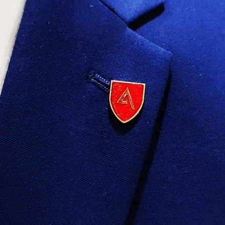 Classic Knight Shield Red and Gold Lapel Pin