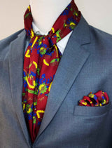 MAROON PAISLEY AND FLORAL - SILK SCARf and pocket square set