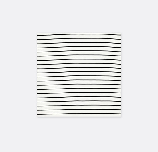 Sleek Black & White Stripes - Silk Pocket Square by Monzoro