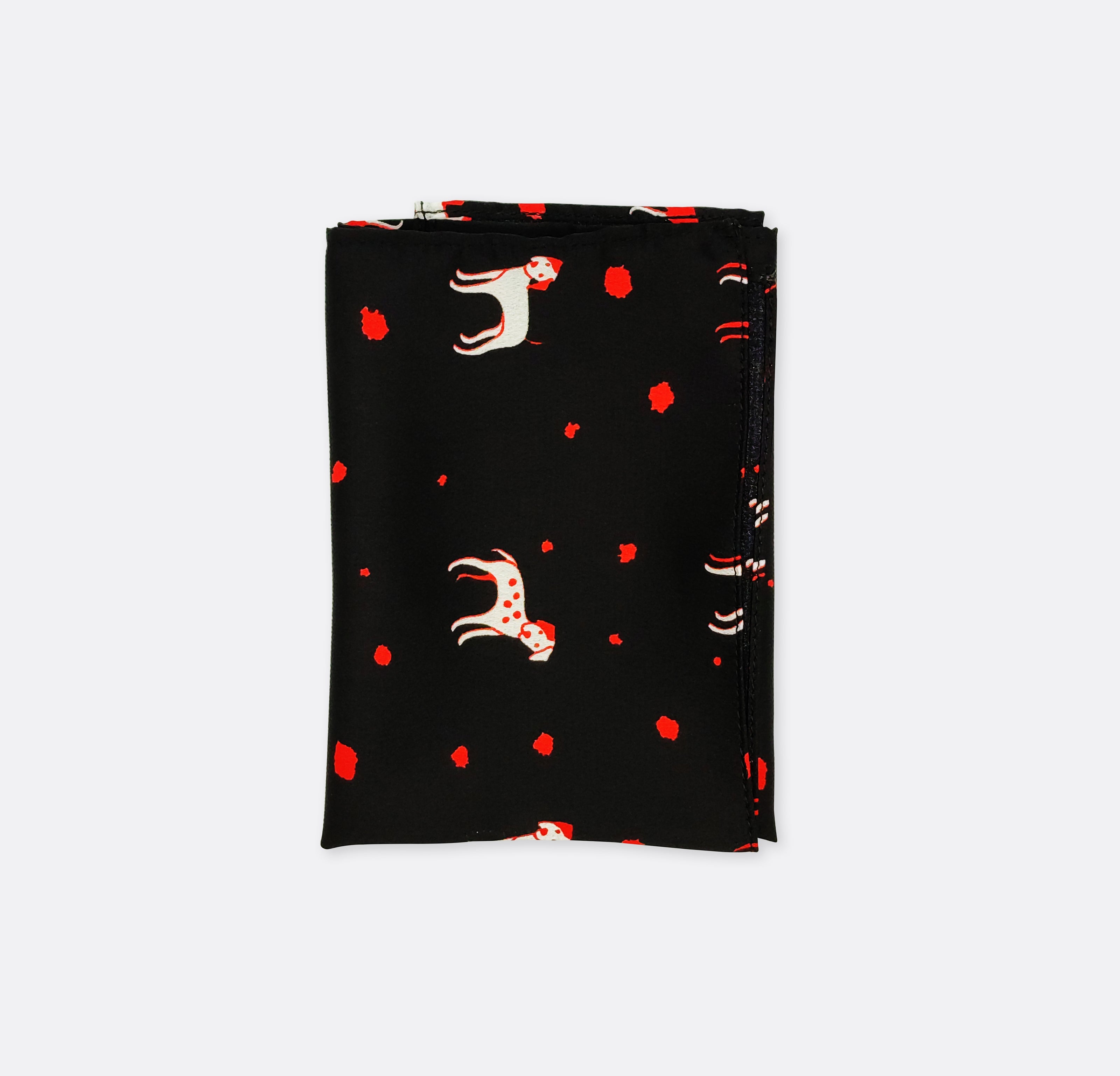 Black Dalmatian Silk Pocket Square by Monzoro – view 2