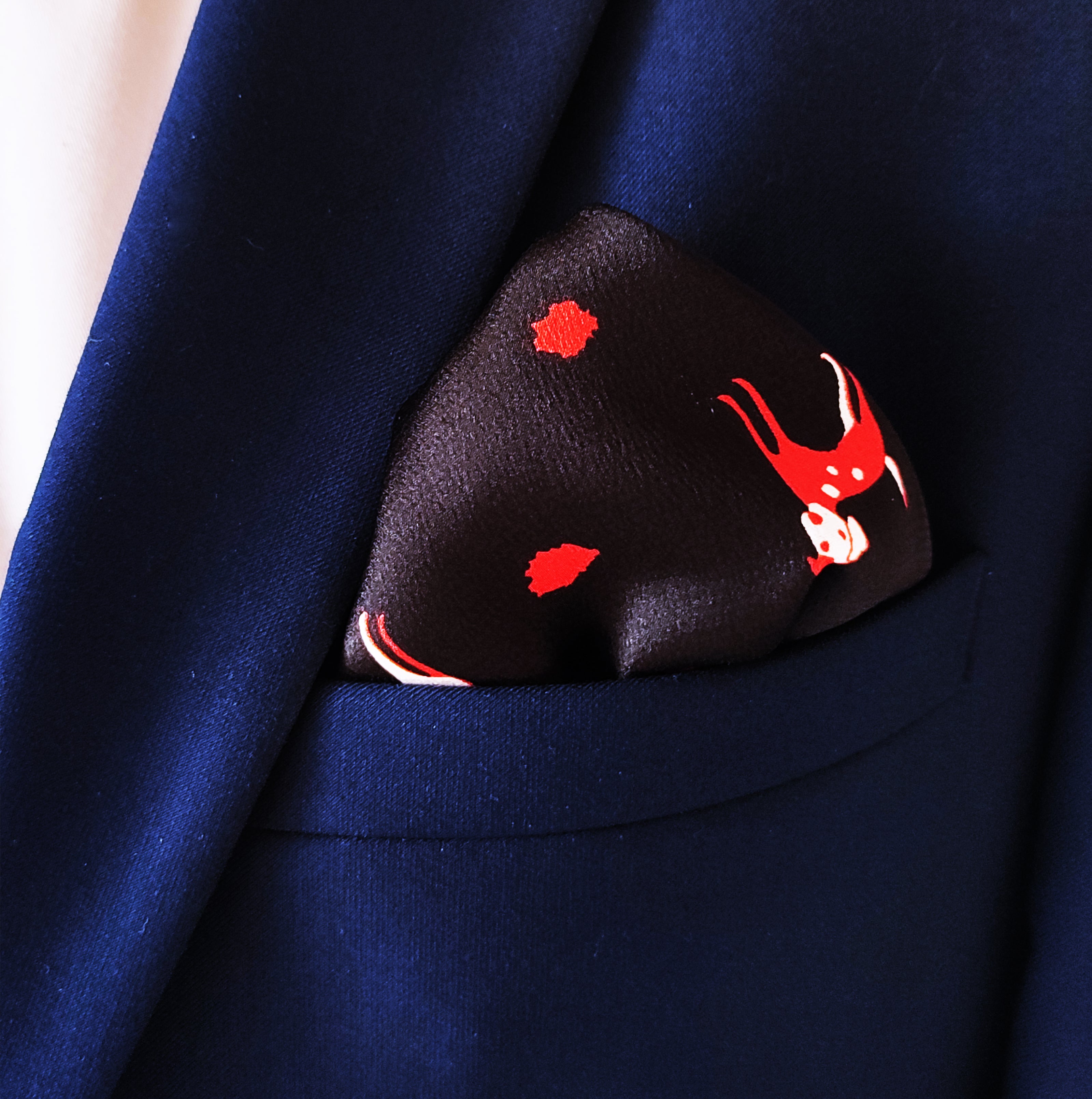 Black Dalmatian Silk Pocket Square by Monzoro – view 3