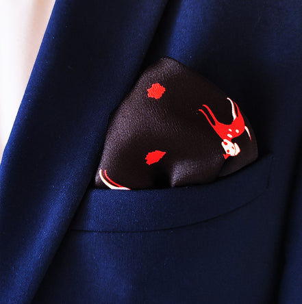 Black Dalmatian Silk Pocket Square by Monzoro – view 3