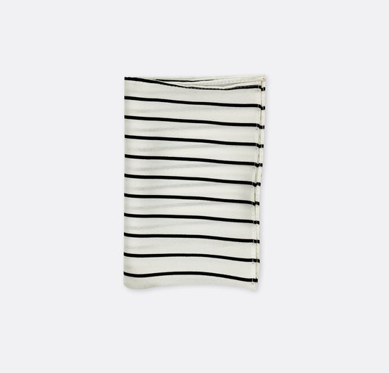 Sleek Black & White Stripes - Silk Pocket Square by Monzoro – view 2