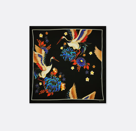 Mandarin Heron Brown - Silk Pocket Square by Monzoro