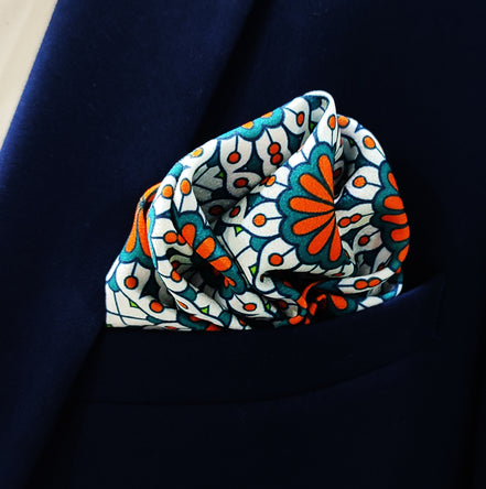 Mexican Floral Loop – Silk Pocket Square by Monzoro – view 3
