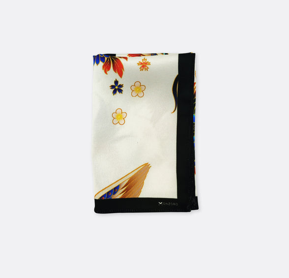 Mandarin Heron White - Silk Pocket Square by Monzoro – view 2