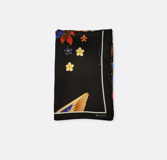 Mandarin Heron Brown - Silk Pocket Square by Monzoro – view 2