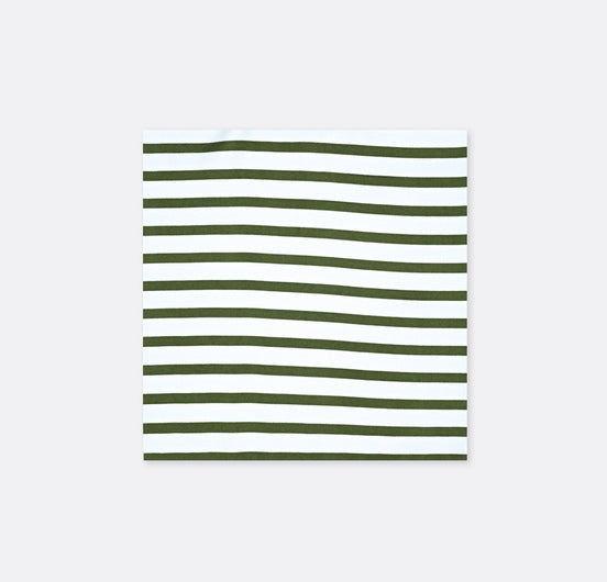 White & Green Stripes Silk Pocket Square by Monzoro