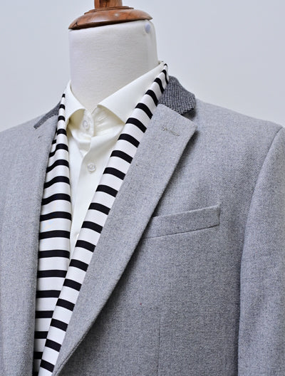 Black & White Stripes Silk Men Scarf by Monzoro – view 2