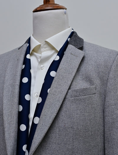 Navy Polka - Silk Men Scarf by Monzoro – view 3