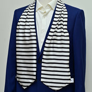 Black & White Stripes Silk Ascot by Monzoro – view 2