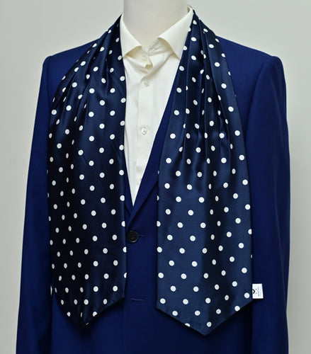 Blue Polka Drops - Silk Ascot by Monzoro – view 2