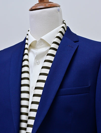 White & Green Stripes Silk Men Scarf by Monzoro – view 2