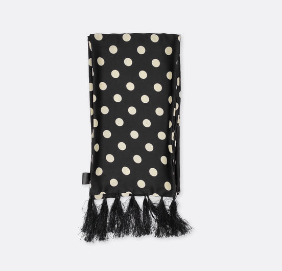 Black Midi Polka Silk Men Scarf by Monzoro – view 2