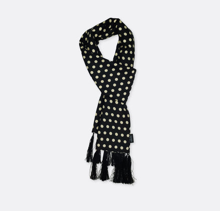 Black Base Polka - Silk Men Scarf by Monzoro