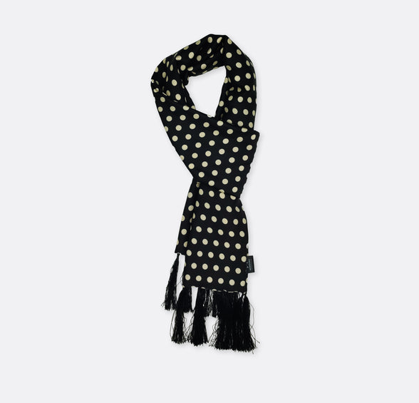 Black Base Polka - Silk Men Scarf by Monzoro