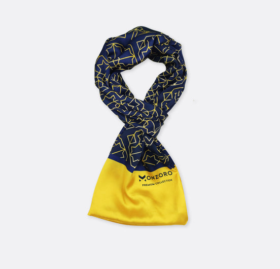 Navy and Gold Rugs Silk Men Scarf by Monzoro