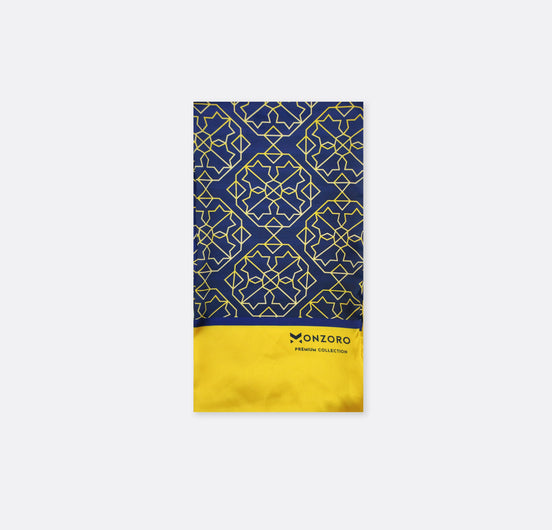 Navy and Gold Rugs Silk Men Scarf by Monzoro – view 2