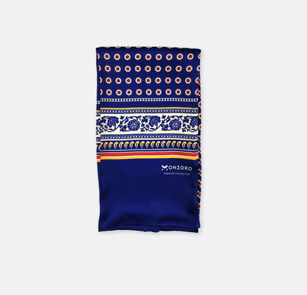 Navy Blue & Gold Reversible - Silk Men Scarf by Monzoro – view 2