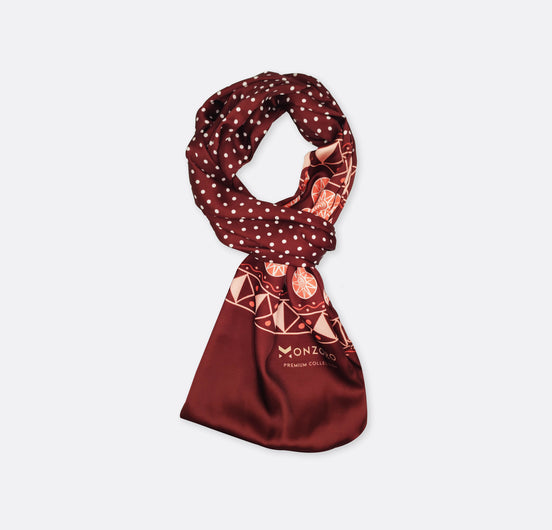 Chocolate Brown Polka Drops - Silk Scarf by Monzoro