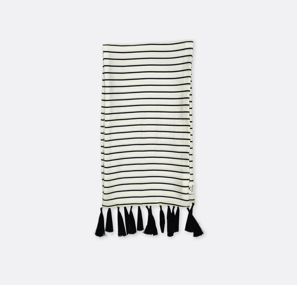 SLEEK BLACK & WHITE STRIPES - SILK MEN SCARVES