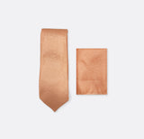 Peach Self Tie & Pocket Square Set