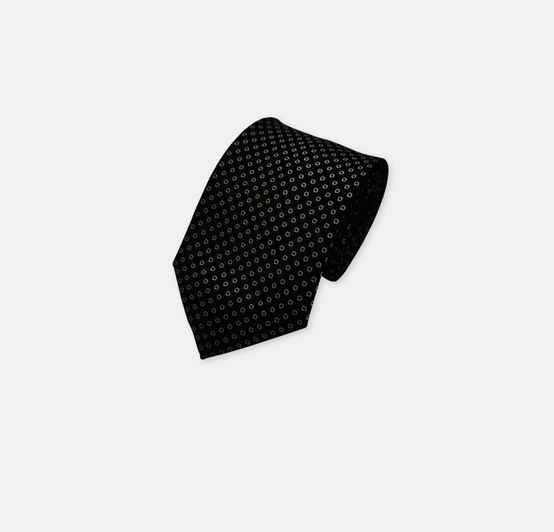 COAL BLACK HOLLOW DOTTED SMART NECK TIES