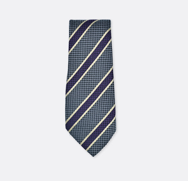 Grey & Purple Regimental Striped Tie