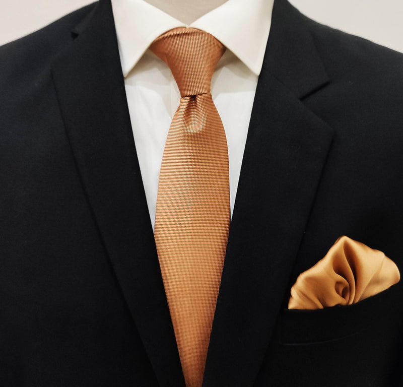 Copper brown tie and Pocket Square set