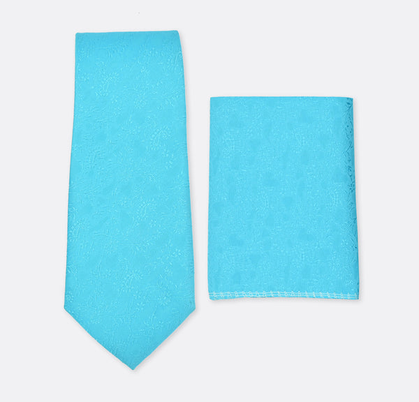 Paisley Sky Blue Tie & Pocket Square Set