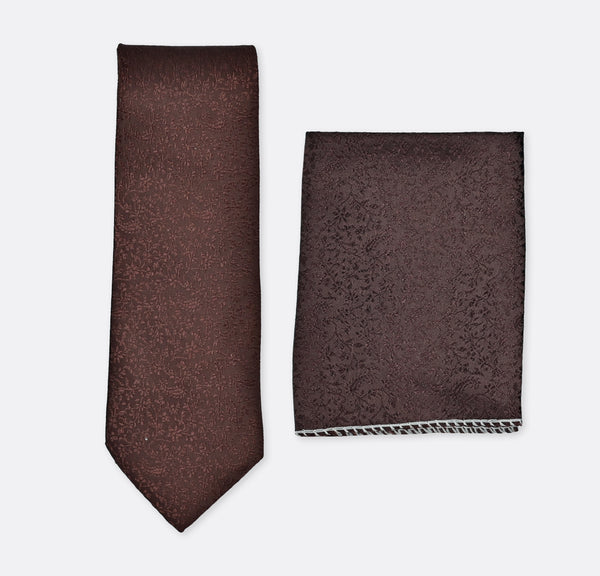 Mid Brown Self Tie & Pocket Square Set
