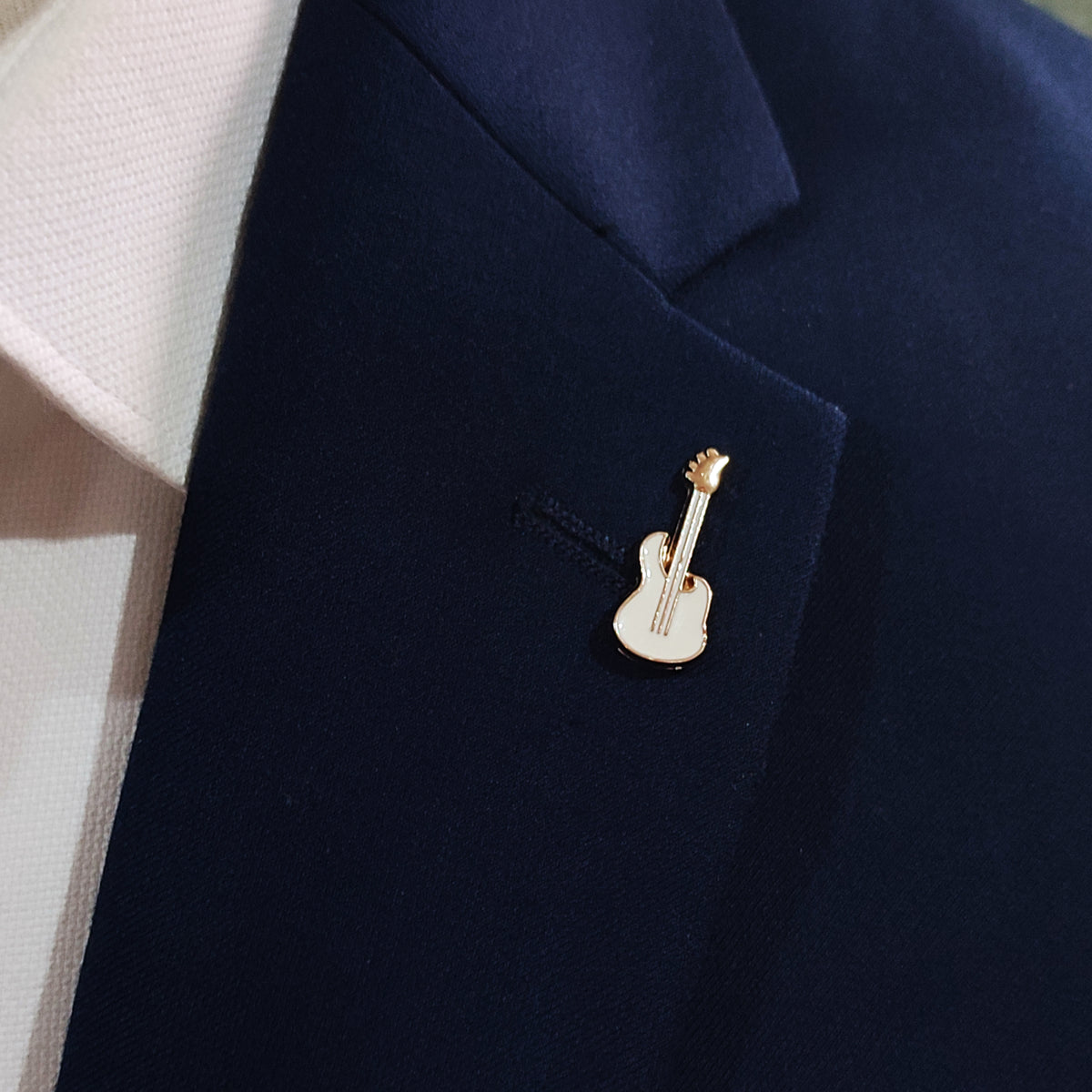 White Guitar Lapel Pin