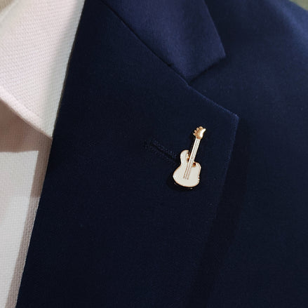 White Guitar Lapel Pin