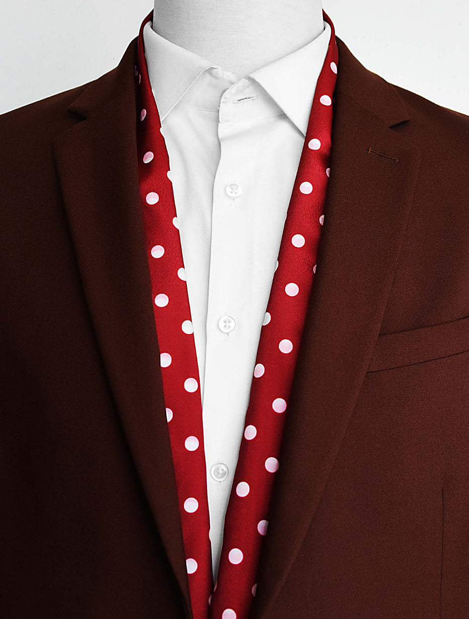 Maroon Dot Polka - Silk Men Scarf by Monzoro – view 5