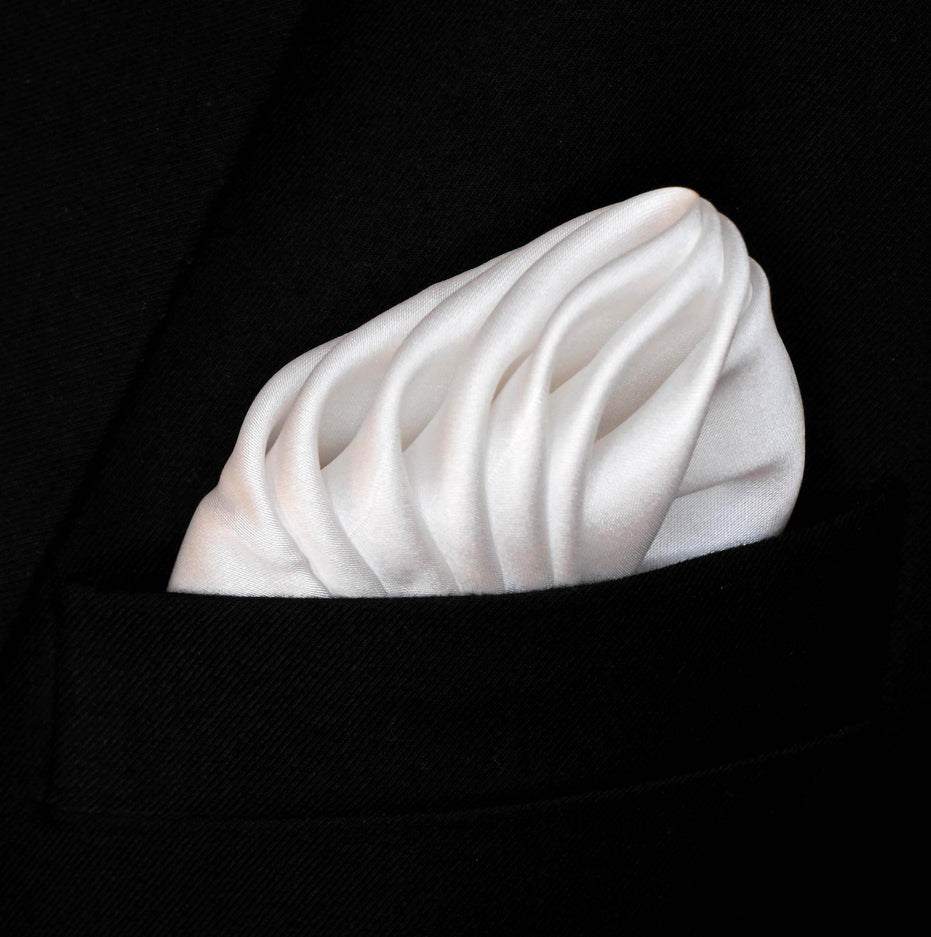 Pearl White Paradigm Silk Pocket Square by Monzoro – view 3