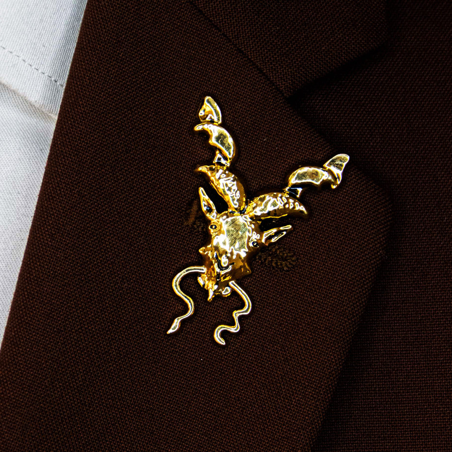 Antique Markhor - Bright Golden Lapel Pin