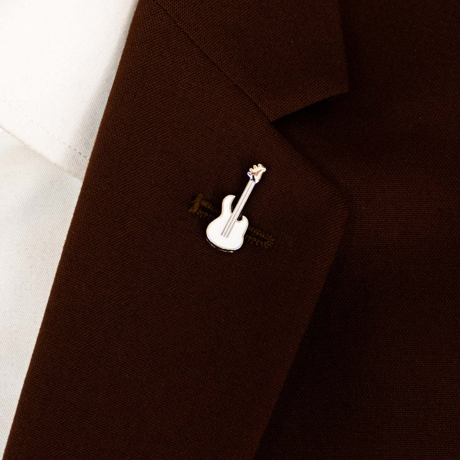 White Guitar Lapel Pin